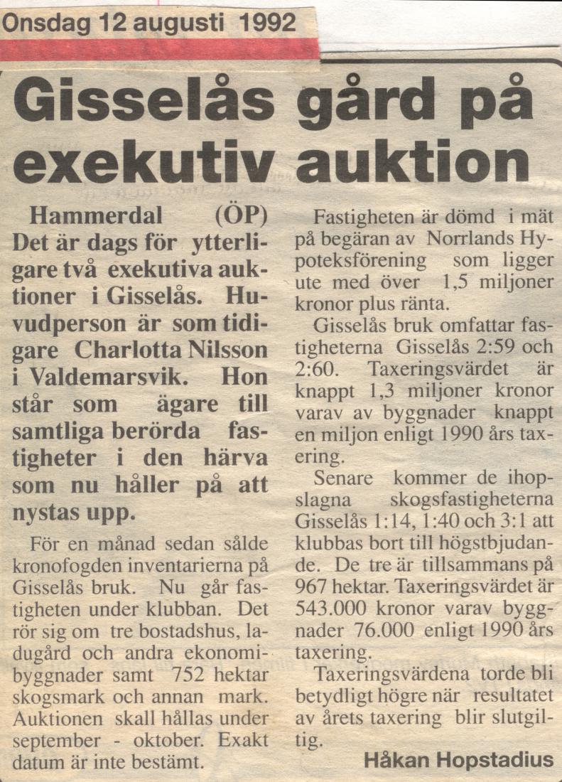 gisselås gård 12 aug 1992