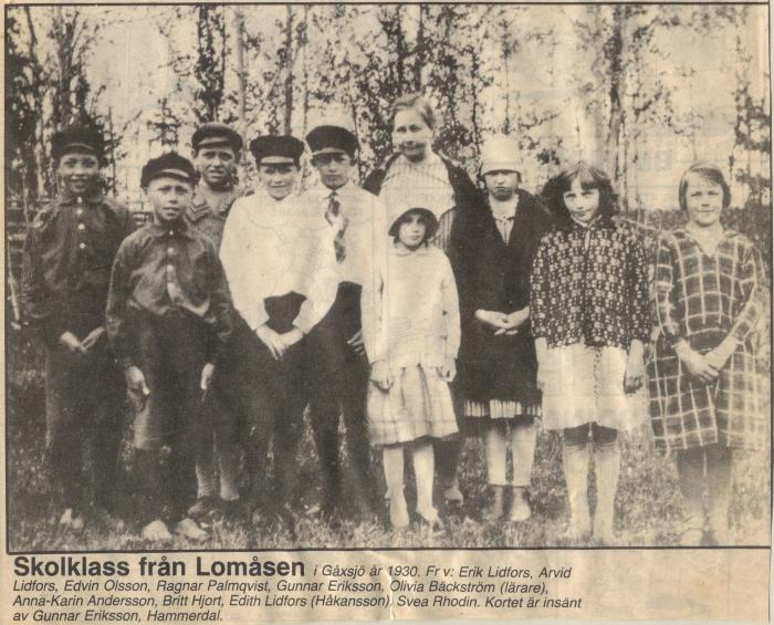 skolklass lomåsen 1930